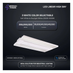 Medinah Power LHB-255T320W-3CCT-DV2-WH Linear High Bay, Wattage and CCT Selectable, 255 - 320W