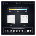 Medinah Power RTRO2-40W-CCT-DV2-NA-F-WHSM-2 LED Troffer Retrofit, 2' x 2', 3 CCT, 3750 - 5000 Lumens