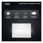 Medinah Power RTRO2-40W-CCT-DV2-NA-F-WHSM-2 LED Troffer Retrofit, 2' x 2', 3 CCT, 3750 - 5000 Lumens