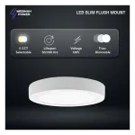 Medinah Power SFM5-10W-5CCT-WH SFM LED Slim, Flush Mount, 5", 10W, 5 CCT Selectable, White