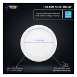 Medinah Power SFM5-10W-5CCT-WH SFM LED Slim, Flush Mount, 5", 10W, 5 CCT Selectable, White