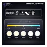 Medinah Power SFM5-10W-5CCT-WH SFM LED Slim, Flush Mount, 5", 10W, 5 CCT Selectable, White