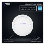 Medinah Power SFM7-15W-5CCT-WH SFM LED Slim, Flush Mount, 7", 10W, 5 CCT Selectable, White