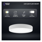 Medinah Power SFM7-15W-5CCT-WH SFM LED Slim, Flush Mount, 7", 10W, 5 CCT Selectable, White