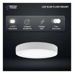 Medinah Power SFM9-18W-5CCT-WH SFM LED Slim, Flush Mount, 9", 18W, 5 CCT Selectable, White