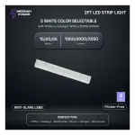Medinah Power STR2-15T25W-5CCT-DV2 LED Linear Strip Light, 2', Wattage and CCT Selectable