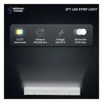 Medinah Power STR2-15T25W-5CCT-DV2 LED Linear Strip Light, 2', Wattage and CCT Selectable