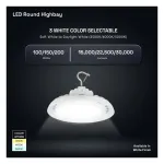 Medinah Power UFO-100T200W-3CCT-DV3-NA-90-WH UFO Round High Bay, Wattage and CCT Selectable, 100-200W, White