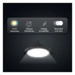 Medinah Power UFO-100T200W-3CCT-DV3-NA-90-WH UFO Round High Bay, Wattage and CCT Selectable, 100-200W, White