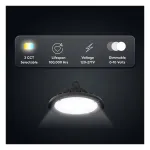 Medinah Power UFO-150T240W-3CCT-DV2-NA-90-BK UFO Round High Bay, Wattage and CCT Selectable, 150-240W, Black