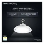 Medinah Power UFO-200T300W-3CCT-DV3-NA-90-BK UFO Round High Bay, Wattage and CCT Selectable, 200-300W, 277 - 480VAC, Black