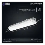 Medinah Power VPT2-20T30W-3CCT-DV2-GR LED Vapor Tight, 2', Wattage and CCT Selectable