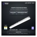 Medinah Power VPT4-40T60W-3CCT-DV2-GR LED Vapor Tight, 4'. Wattage and CCT Selectable