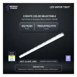 Medinah Power VPT8-60T90W-3CCT-DV2-GR LED Vapor Tight, 8'. Wattage and CCT Selectable