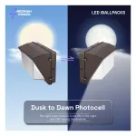 Medinah Power WPLL-40T80W-3CCT-DV2-PC-CL-BZ WPLL Series Wall Pack Light, Wattage and CCT Selectable, 40 / 60 / 80W, Bronze