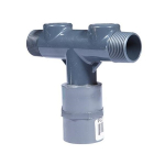 Merrill PVCAT100CSF 1" FIP Dark Gray PVC Tank Tee, 1/2" Drains, 5" Long