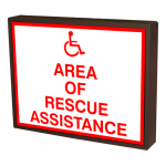 Signal-Tech 38732 SBLF1418W-A174R/120-277VAC "AREA OF RESCUE ASSISTANCE w/Handicap Symbol" Indoor LED Backlit Sign