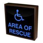 Signal-Tech 38757 SBL1212B-915/120-277VAC "AREA OF RESCUE w/Handicap Symbol" Indoor Blank-out LED Backlit Sign