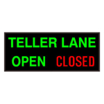 Signal-Tech 38985 PHX1434GGR-B715/120-277VAC "TELLER LANE | OPEN | CLOSED" Outdoor Blank-out LED Backlit Sign