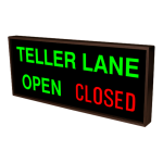 Signal-Tech 38985 PHX1434GGR-B715/120-277VAC "TELLER LANE | OPEN | CLOSED" Outdoor Blank-out LED Backlit Sign
