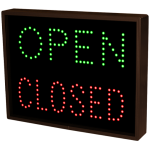 Signal-Tech 5112 TCL1418GR-100/120-277VAC "OPEN | CLOSED" Outdoor Blank-out LED Direct-view Sign
