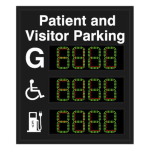 Signal-Tech 59943 S-SA4740GR-03-P277/120-277VAC "Smart Sign Patient and Visitor Parking G Handicap Symbol EV Symbol | 4-Digit Seven Segment w/ FULL" Space Available Sign