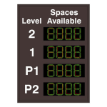 Signal-Tech 64684 S-SA6044GR-04-Q697/120-277VAC "Smart Sign Spaces Available Level 2-1 P1-P2 | 4-Digit Seven Segment w/ FULL" Space Available Sign