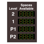 Signal-Tech 64684 S-SA6044GR-04-Q697/120-277VAC "Smart Sign Spaces Available Level 2-1 P1-P2 | 4-Digit Seven Segment w/ FULL" Space Available Sign