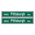 Signal-Tech 70405 SNS1896DWW-S522G/100-277VAC "4900 Pittsburgh Ave | 4800 Pittsburgh Ave" Street Name Signs