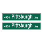 Signal-Tech 70407 SNS24120DWW-S522G/100-277VAC "4900 Pittsburgh Ave | 4800 Pittsburgh Ave" Street Name Signs