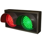 Signal-Tech 7383 TCL714RG-225H/120-277VAC Indicator Dots, Double with Hoods, Horizontal, 4 in dia, Red - Green Outdoor Blank-out LED Direct-view Sign