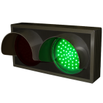 Signal-Tech 7383 TCL714RG-225H/120-277VAC Indicator Dots, Double with Hoods, Horizontal, 4 in dia, Red - Green Outdoor Blank-out LED Direct-view Sign