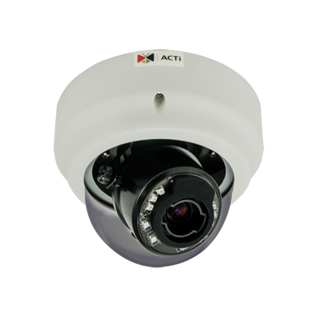 ACTi B64 1.3MP Indoor Zoom Dome Camera with D/N, Adaptive IR, Basic WDR, SLLS, 3x Zoom Lens