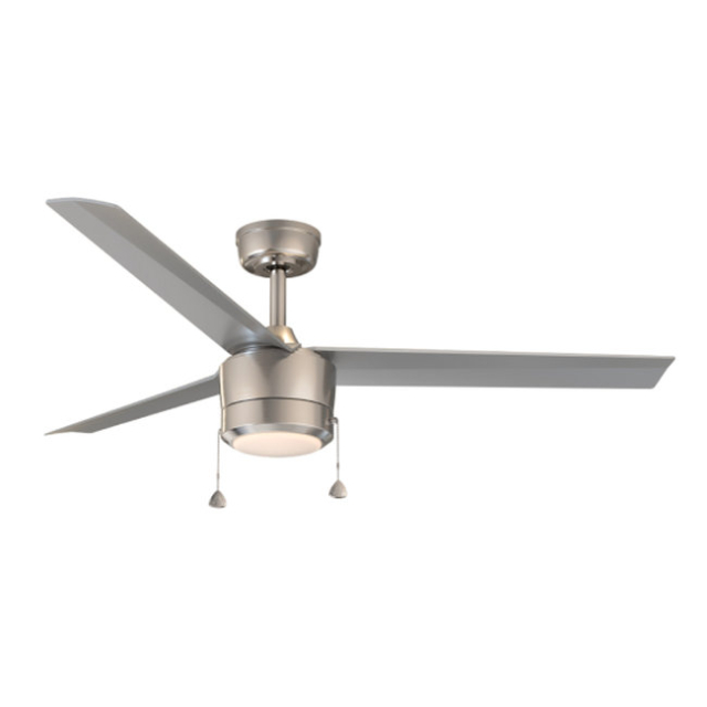 Altitude 109LPC52BNSLV Tritour 52" Builder Fan with Pull Chain Brushed Nickel Silver and Durable ABS Blades