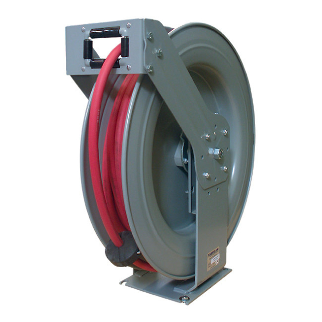 American Lube TIM-3106-75P Platinum Series 3/8" x 75' Premium Double-Arm Air / Water / WWS Reel with Rubber Hose