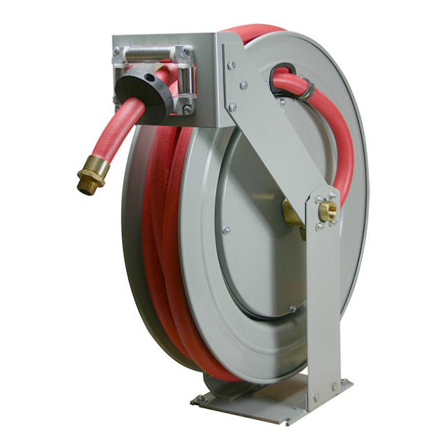 American Lube TIM-3412-50P 3/4" x 50' Platinum Series Premium Double-Arm Diesel Fuel and Oil Reel with Rubber Hose