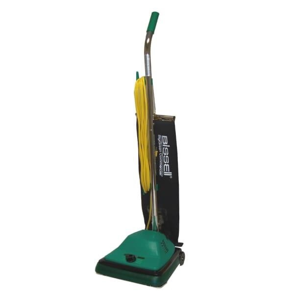 Bissell BigGreen Commercial BG99 Economy ProShake 12" Upright Vacuum 5 Amp Motor, Straight Handle, 30' Cord, Plastic Hood, Twill Shake-out Bag