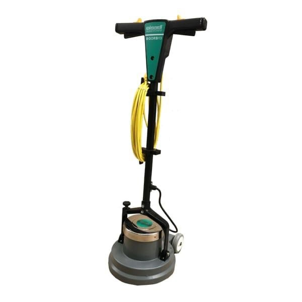 Bissell BigGreen Commercial BGORB13-KIT1 13" Cleaning Path Floor Machine, w/ Pad Holder, White Polish Pad & Blue Brush, Induction Motor, 35 ft Cord, Switch in Handle