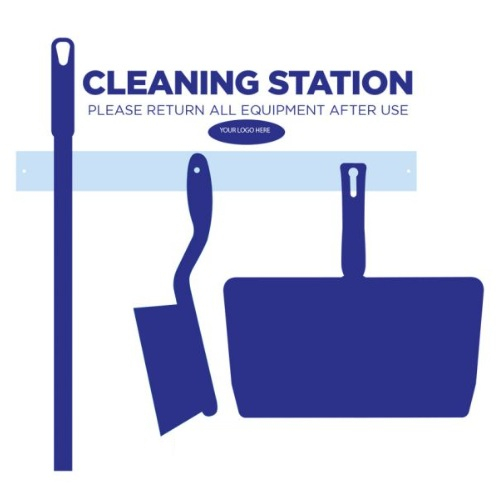 Detectamet Standard-Cleaning-T790-1565 Floor Brush with Long Handle and Dustpan, 23.81" x 677.16" with Cleaning Station