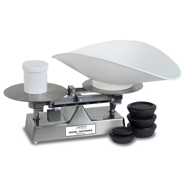 Detecto 1051TBSKG Baker Dough Scale, Mechanical, 8 kg Capacity, Stainless Steel, Scoop, 500 g x 5 g