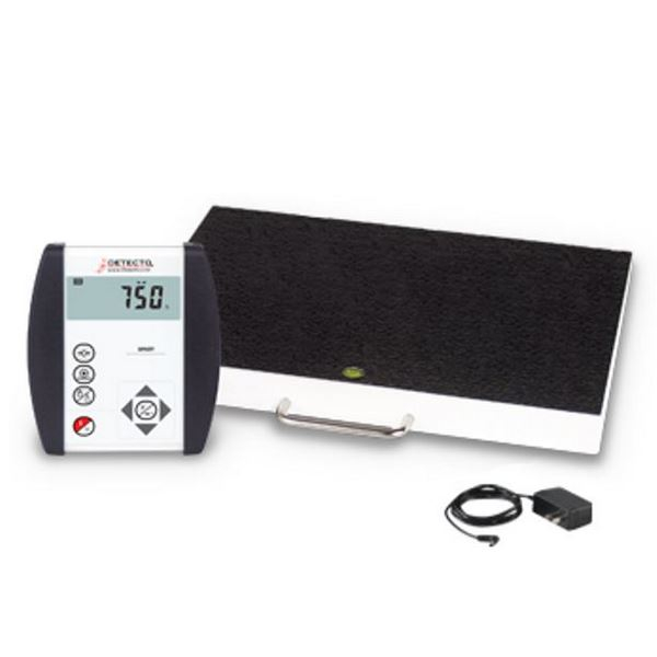 Detecto 6100-AC Floor Scale, Portable, 800 lb x .2 lb / 360 kg x .1 kg, 18" x 14" Platform, with AC Adapter