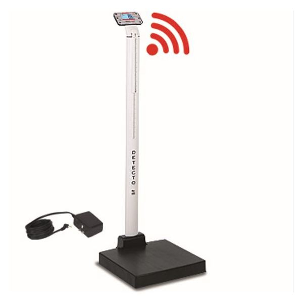 Detecto APEX-C-AC Apex Digital Clinical Scale, Mech. Height Rod, 600lb x 0.2lb / 300kg x 0.1kg, BT / WiFi, AC Adapter