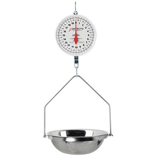 Detecto MCS-20DF Hanging Dial Scale, 20 Lb Capacity, Fish Pan, Double Dial