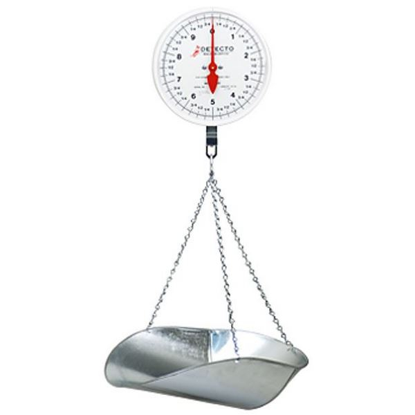Detecto MCS-20DP Hanging Dial Scale, 20 Lb Capacity, Scoop, Double Dial