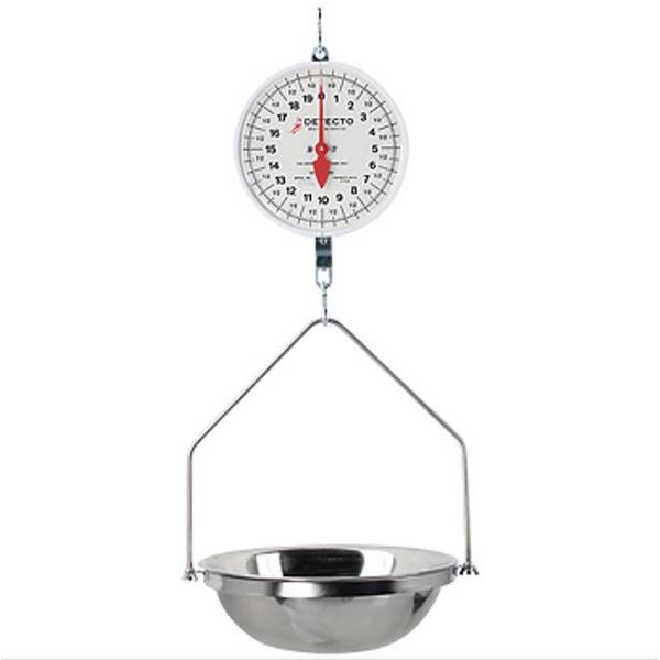 Detecto MCS-40DF Hanging Dial Scale, 40 Lb Capacity, Fish Pan, Double Dial
