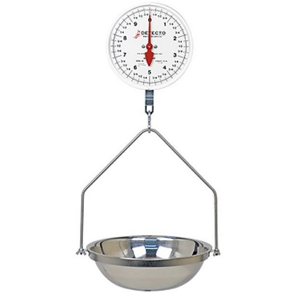 Detecto MCS-40F Hanging Dial Scale, 40 Lb Capacity, Fish Pan