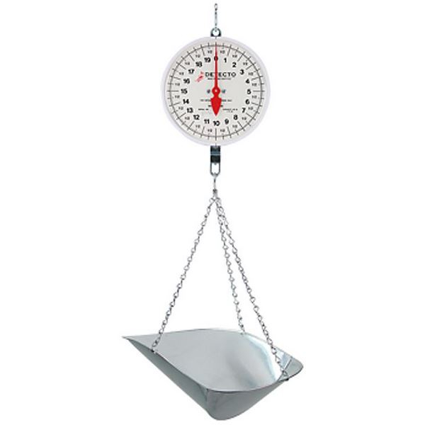 Detecto MCS-40P Hanging Dial Scale, 40 Lb Capacity, Scoop