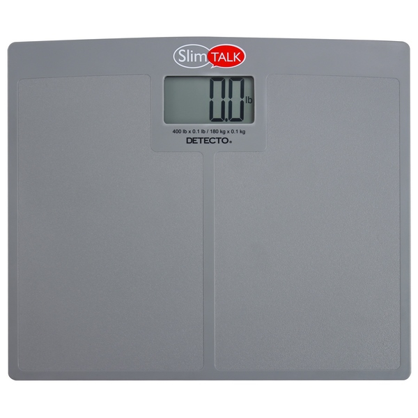 Detecto SlimTalk Talking Home Health Scale, 400 lb x 0.1 lb / 180 kg x 0.1 kg, Textured Platform Surface