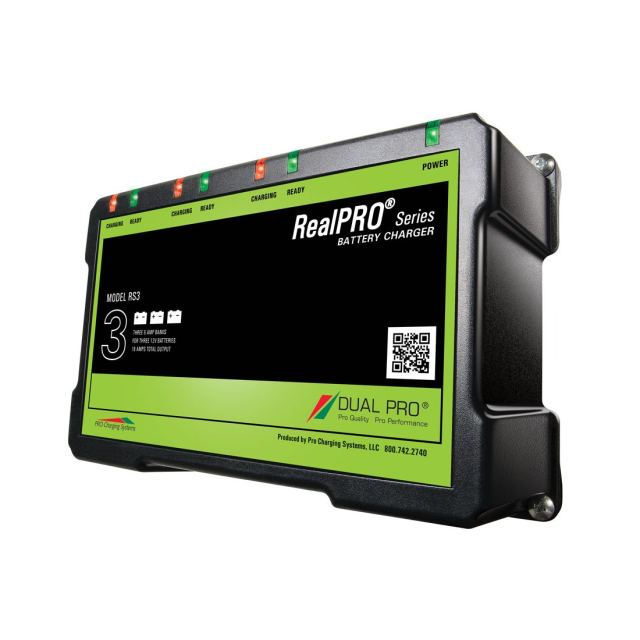 PRO Charging Systems RS3 / IS3 RealPro Industrial Series Waterproof Charger (formerly Recreation Series) with 3x12V, 18 Amps of Output, 6 Amps per Bank