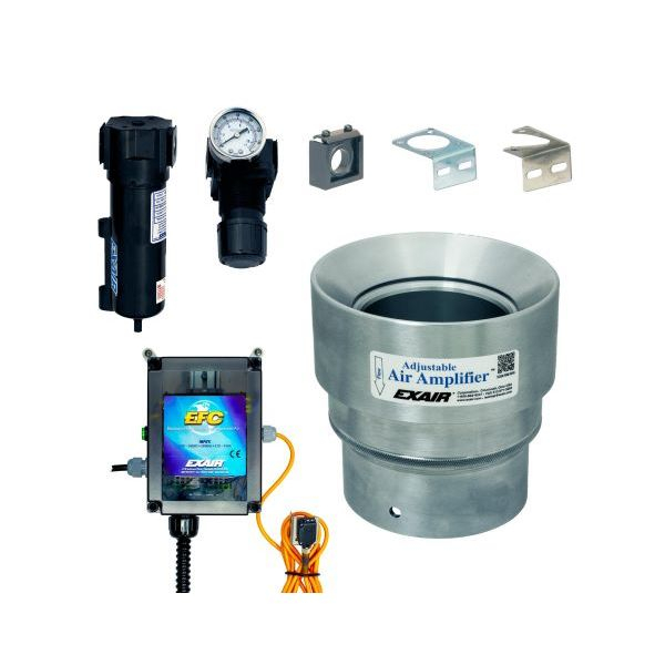 Exair 6234DX Deluxe Stainless Steel Adjustable Air Amplifier 4" Kit